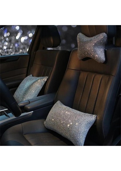 3 Adet Tarzı Moda Taklidi Kristal Araba Kafalık Boyun Yastıklar Elmas Araba Emniyet Kemeri Kılıfı Pad Bel Desteği Oto Iç Aksesuar Seti (Yurt Dışından) fiyatları