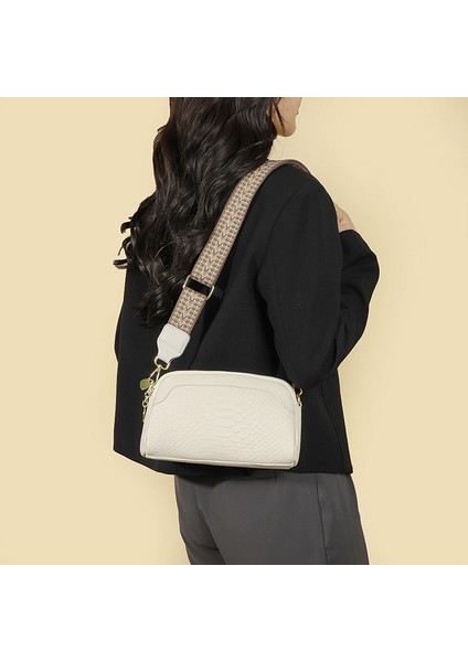 Hakiki Deri 2024 Yeni Moda Avrupa ve Amerikan Retro Birinci Katman Inek Derisi Timsah Deseni Tek Omuz Crossbody Mizaç Kadın Çantası Küçük Kare Çanta (Yurt Dışından)
