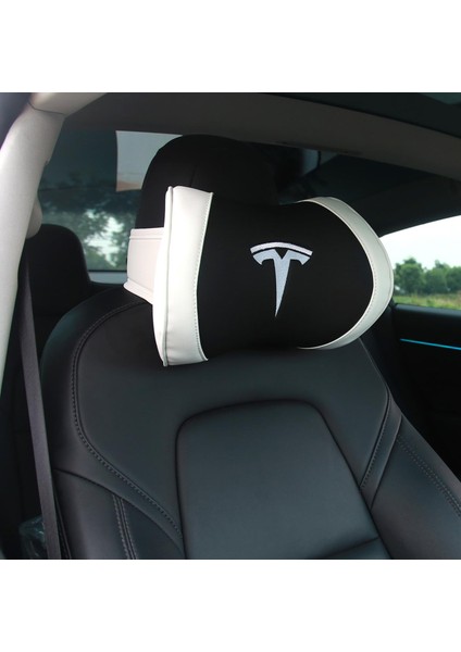 Siyah Beyaz Tarzı Mikrofiber Deri Boyun Yastığı Tesla Modeli Için 3 S x Y Yumuşak Rahat Yastık Boyun Desteği Araba Koltuğu Kafalık Aksesuarları (Yurt Dışından)