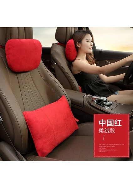 Kırmızı Bir Set Stili Li Araba Kafalık Boyun Desteği Koltuk Maybach Tasarım S Sınıfı Yumuşak Evrensel Ayarlanabilir Araba Yastığı Boyun Dinlenme Yastığı (Yurt Dışından)