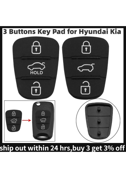 Harf Stili Yok 3 Düğmeler Uzaktan Araba Anahtarı Kabuk Fob Lastik Pedi Hyundai Solaris Accent Tucson L10 L20 L30 IX35 Kia K2 K5 Rio Ceed Anahtar Kutu (Yurt Dışından)