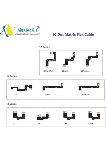 Mingjin Shop 1 12 12P Tarzı Orijinal Jcıd Jc V1S Se Yüz Kimliği Flex Nokta Vuruşlu Ic Evrensel V3 iPhone x Xr Xs Pro Max iPad Uzatma Kablosu Tamir Kiti (Yurt Dışından)