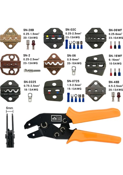 Sn 16WF Çene Stili Sn 6mm Sıkma Pensesi Çene Tab C3 Xh Fiş Bahar Yalıtım Boru Terminali Çok Fonksiyonlu Aletler (Yurt Dışından) fiyatları