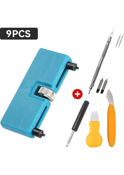 9pcs Mavi Tarzı Saat Açacağı Arka Kapak Basın Kapatıcı Sökücü Vida Anahtarı Ayarlanabilir Pil Sökücü Taşınabilir Saat Tamir Saatçilik Araçları (Yurt Dışından)