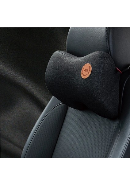 1başlık Siyah Stil Araba Boyun Yastık Ayarlanabilir Kafalık Ofis Koltuğu Minderi 3D Hafızalı Köpük Ped Dört Mevsim Evrensel Araba Yastığı Bel Pedi (Yurt Dışından)