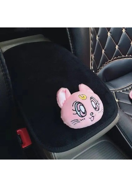 Pembe Kolçak Stili Peluş Kitty Araba Yastıkları Luna Kedi Koltuk Boyun Desteği Araba Kafalık Yastığı Oto Boyun Dayanağı Yastığı Iç Araba Aksesuarları (Yurt Dışından)