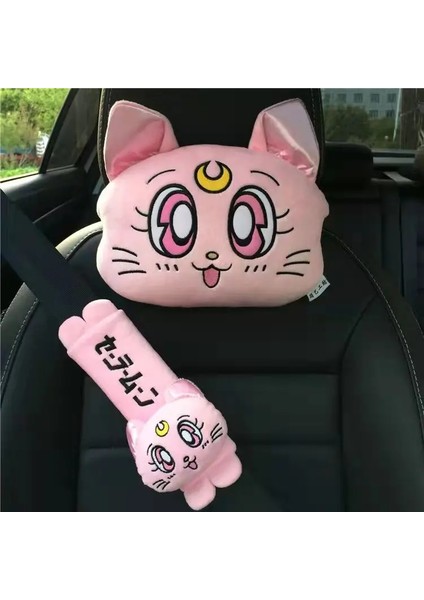 Pembe Kolçak Stili Peluş Kitty Araba Yastıkları Luna Kedi Koltuk Boyun Desteği Araba Kafalık Yastığı Oto Boyun Dayanağı Yastığı Iç Araba Aksesuarları (Yurt Dışından) fiyatları