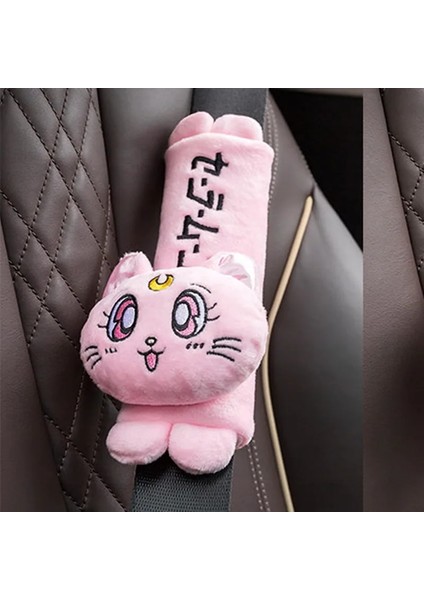 1 Kemer Pembe Tarzı Yeni Karikatür Kafalık Yastık Sevimli Araba Luna Kedi Kafası Peluş Boyun Yastık Araba Koltuğu Kafalık Yastık Kawaii Kızlar Için Araba Aksesuarları (Yurt Dışından)