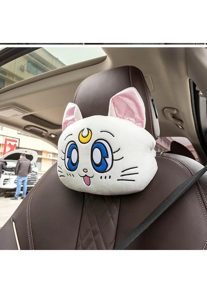 Boyun Yastığı Tarzı Yeni Varış Karikatür Sevimli Kafalık Peluş Luna Kedi Kafası Araba Bel Desteği Yastık Yaratıcı Araba Boyun Yastık Süslemeleri (Yurt Dışından)