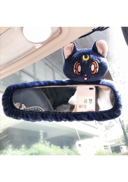 C Arka Ayna Kapağı Stili Yeni Karikatür Kafalık Yastık Sevimli Araba Luna Kedi Kafası Peluş Boyun Yastık Araba Koltuğu Kafalık Yastık Kawaii Kızlar Için Araba Aksesuarları (Yurt Dışından)