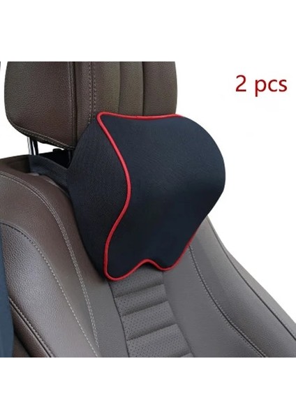2 Adet Siyah Kırmızı Stil Araba Boyun Başlığı Yastık Minderi Oto Koltuğu Baş Desteği Koruyucu Otomobiller Koltuk Dayanağı Hafızalı Pamuk Arabada Boynun Altında (Yurt Dışından)
