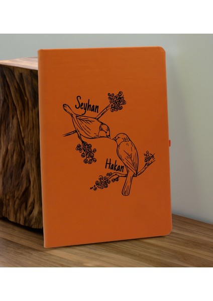 Sevgiliye Özel Isimli Turuncu Defter ve Somon Cam Matara Hediye Seti-11, Sevgiliye Hediye, Sevgililer Günü, Yeni Iş Hediyesi