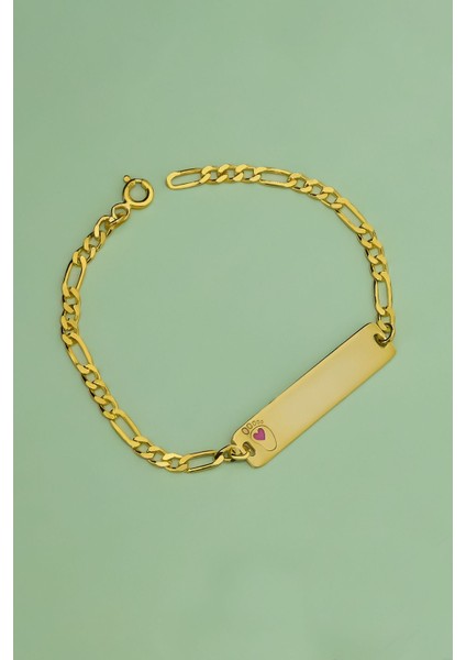 925 Ayar Gümüş Gold Kaplama Pembe Ayak Isimli Kız Bebek Künyesi modelleri