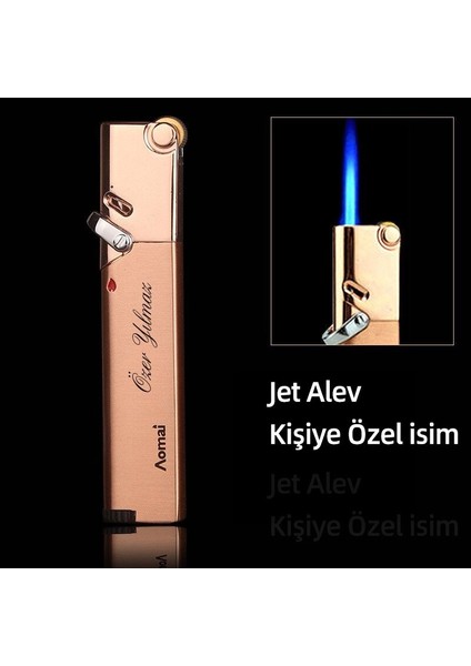 Aomai Jet Alev Rüzgar Geçirmez Turbo Ince Çakmak - Kişiye Özel - Gümüş Rengi modelleri