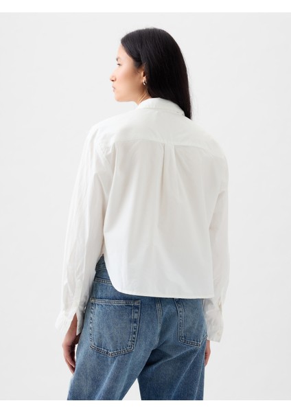 Kadın Kırık Beyaz Çiçek Motifli Crop Gömlek fiyatları