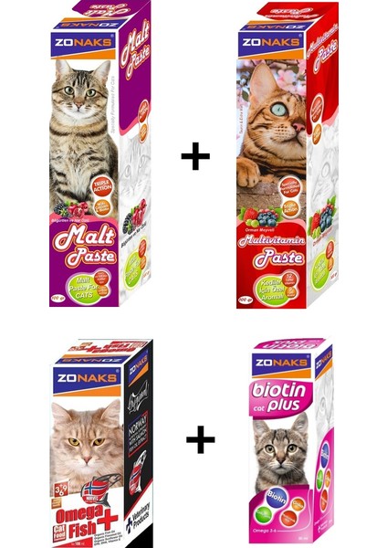 4’lü Premium Yetişkin Kedi Malt ve Vitamin Seti