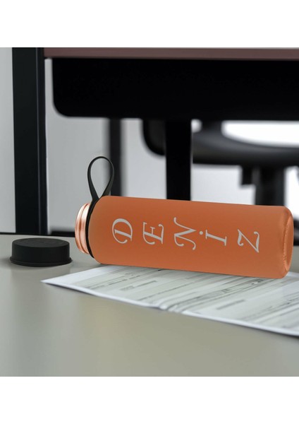 Kişiye Özel Isimli Turuncu Defter ve Somon Cam Matara Hediye Seti-2, Sevgiliye Hediye, Arkadaşa Hediye, Yeni Iş Hediyesi