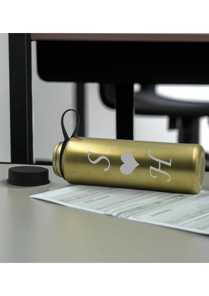 Sevgiliye Özel Isimli Siyah Defter ve Gold Cam Matara Hediye Seti-4, Sevgiliye Hediye, Sevgililer Günü, Yeni Iş Hediyesi
