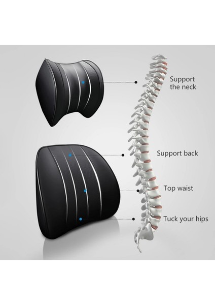 No.13 Tarzı Dokıa Araba Kafalık Boyun Bel Desteği Yastık Minder ile Nefes Alabilir Yıkanabilir Kapak Araba ve Ofis Koltuğu Koltuğu Pu Deri (Yurt Dışından)