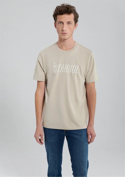 M0611956-82393 Açık Bej Erkek Regular Istanbul T-Shirt fiyatları