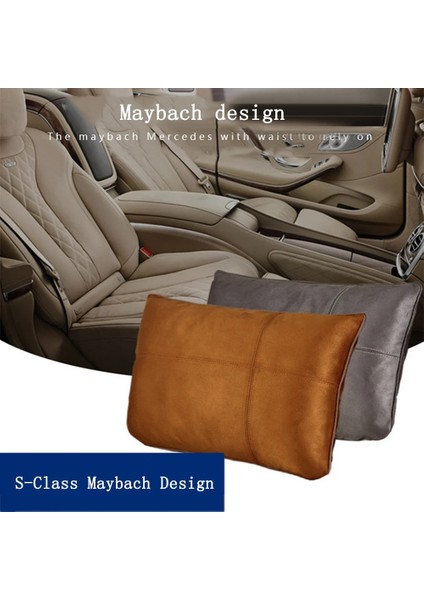 Bej-Yaka Stili Jınserta Araba Koltuğu Minderi Destek Yastığı Maybach Tasarım S Sınıfı Kafalık Bel Yastığı Süet Kumaş Koltuk Sırtı Boyun Desteği Yastığı (Yurt Dışından)