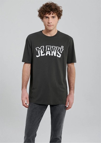 M0612008-70090 Koyu Gri Erkek Loose Mavi Jeans T-Shirt