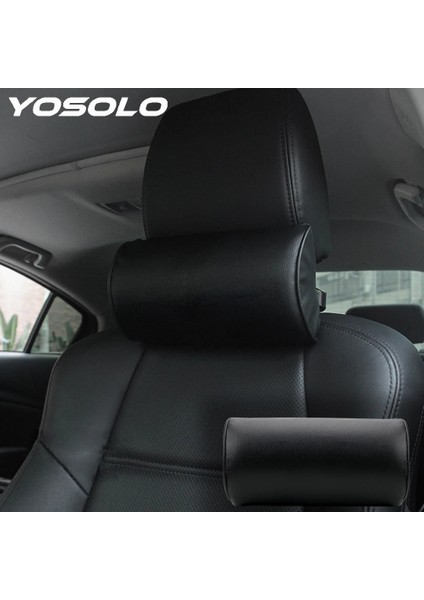 Siyah Stil Yosolo Pu Deri Baş Desteği Pedi Seyahat Rahat Araba Koltuğu Boyun Yastığı Otomatik Baş Desteği Yastık Boyun Koruması (Yurt Dışından)