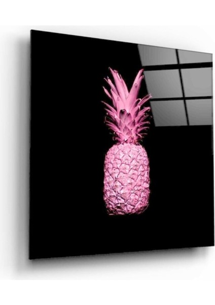 Pembe Ananas Cam Tablo 50X50 cm