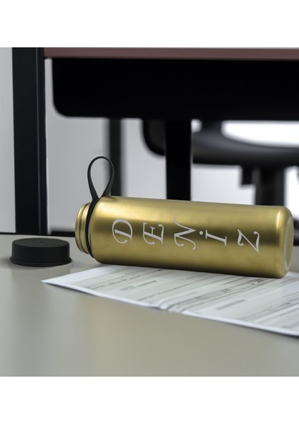 Kişiye Özel Isimli Siyah Defter ve Gold Cam Matara Hediye Seti-2, Sevgiliye Hediye, Arkadaşa Hediye, Yeni Iş Hediyesi