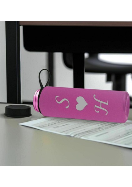 Sevgiliye Özel Isimli Pembe Defter ve Cam Matara Hediye Seti-14, Sevgiliye Hediye, Sevgililer Günü, Yeni iş hediyesi modelleri