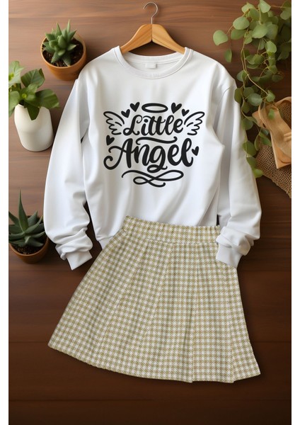 Tarz Ekose Etek Little Angels Sweat Etek Alt Üst Takım fiyatları