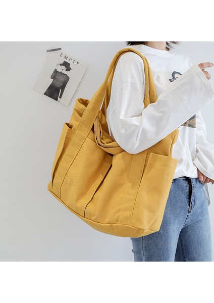 Tote Çanta Tote Bags Kanvas Çanta Kadın 2023 Yeni Japon Büyük Kapasiteli Öğrenci Trend Omuz Çantası (Yurt Dışından)