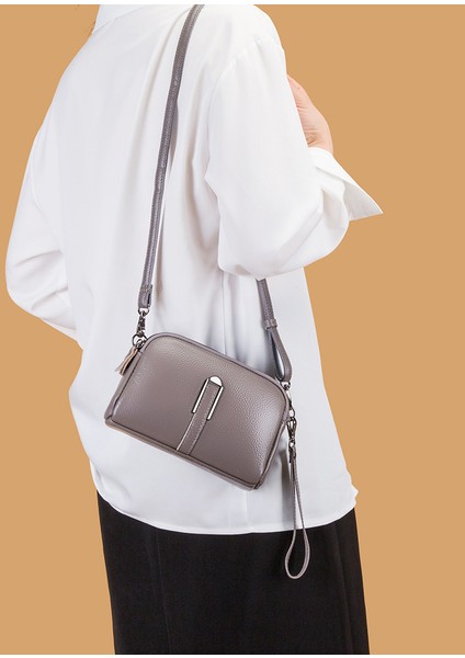 2024 Yeni Hakiki Deri Çanta Kadın Trendy Rahat Tek Omuz Crossbody Çanta Moda Basit Yumuşak Deri Inek Derisi Küçük Kare Çanta (Yurt Dışından)