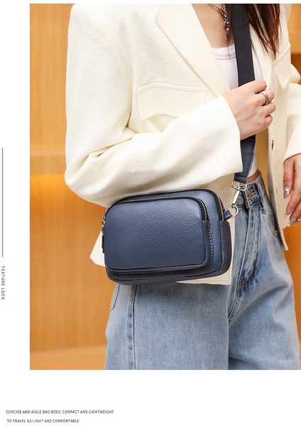 Hakiki Deri Basit Kadın Ilk Katman Inek Derisi Küçük Yuvarlak Çanta Çok Katmanlı Yumuşak Deri Çanta 2024 Yeni Tek Omuz Crossbody Çanta (Yurt Dışından)