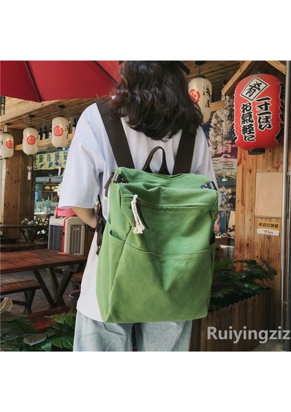 Büyük Kapasiteli Japon Basit Tek Omuz Kanvas Çanta Kadın Sırt Çantası Moda Çok Yönlü Okul Çantası Seyahat Çantası Bilgisayar Çantası (Yurt Dışından)