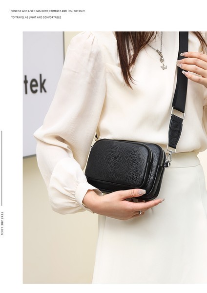 Hakiki Deri Basit Kadın Ilk Katman Inek Derisi Küçük Yuvarlak Çanta Çok Katmanlı Yumuşak Deri Çanta 2024 Yeni Tek Omuz Crossbody Çanta (Yurt Dışından)