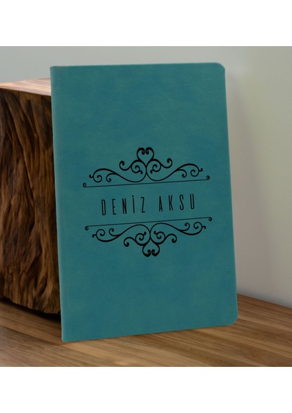 Kişiye Özel Isimli Turkuaz Defter ve Cam Matara Hediye Seti-8, Sevgiliye Hediye, Arkadaşa Hediye, Yeni Iş Hediyesi