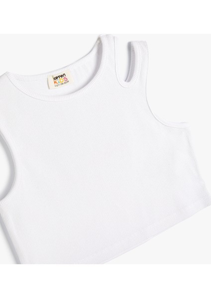 Crop Tişört Pencere Detaylı Pamuklu Ribanalı modelleri