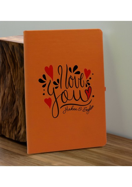 Sevgiliye Özel Isimli Turuncu Defter ve Somon Cam Matara Hediye Seti-13, Sevgiliye Hediye, Sevgililer Günü, Yeni Iş Hediyesi