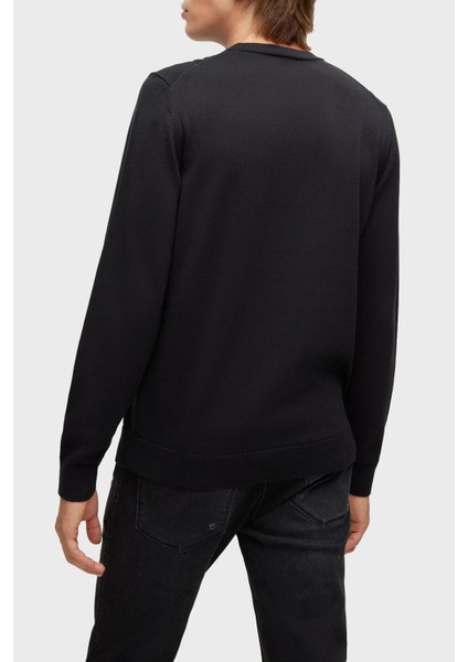 Erkek Pamuklu Yuvarlak Yaka Marka Logolu Siyah Kazak 50475083-001 modelleri