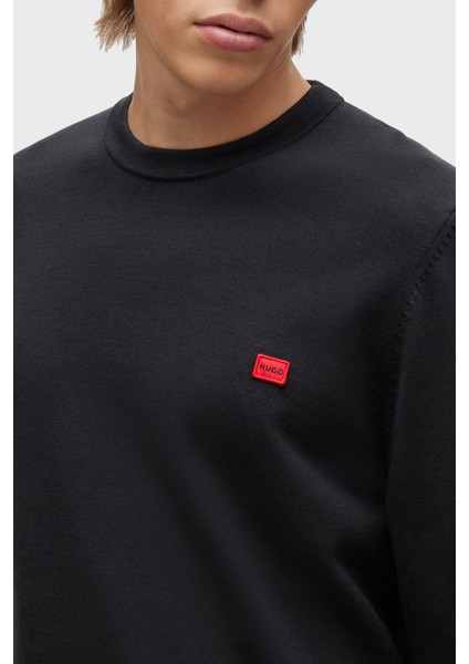 Erkek Pamuklu Yuvarlak Yaka Marka Logolu Siyah Kazak 50475083-001 fırsatları