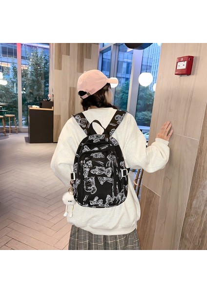 2024 Ilkbahar ve Yaz Yeni Sırt Çantası Kadın Harajuku Tarzı Japon Tarzı Basit Kontrast Renk Kolej Tarzı Trendy Çift Sırt Çantası (Yurt Dışından) fırsatları