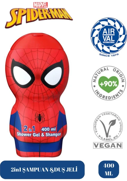 Lisanslı Spider-Man Oyuncak Çocuk Şampuanı ve Duş Jeli Büyük Boy 400ML