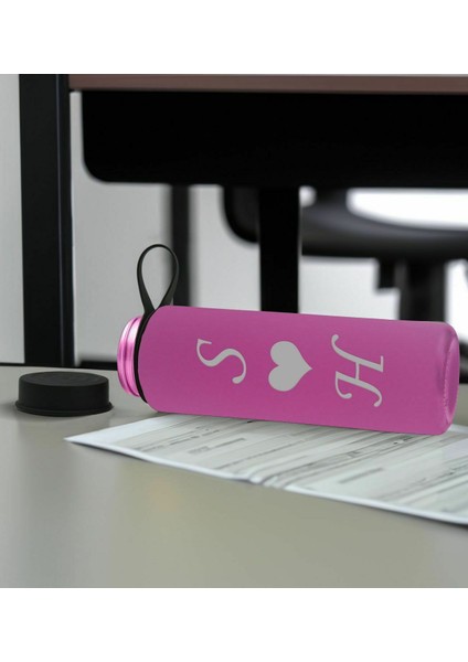 Sevgiliye Özel Isimli Pembe Defter ve Cam Matara Hediye Seti-12, Sevgiliye Hediye, Sevgililer Günü, Yeni iş hediyesi