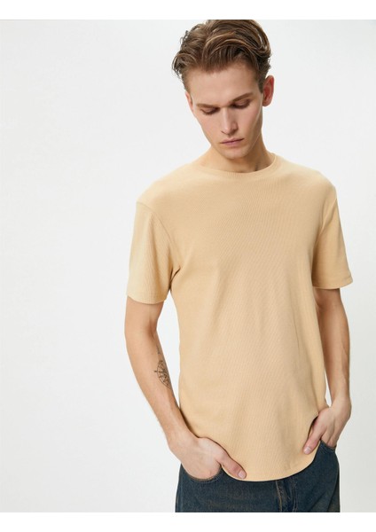 4Sam10272Hk 057 Bej Erkek Pamuk Jersey Kısa Kollu Basic T-Shirt fiyatları