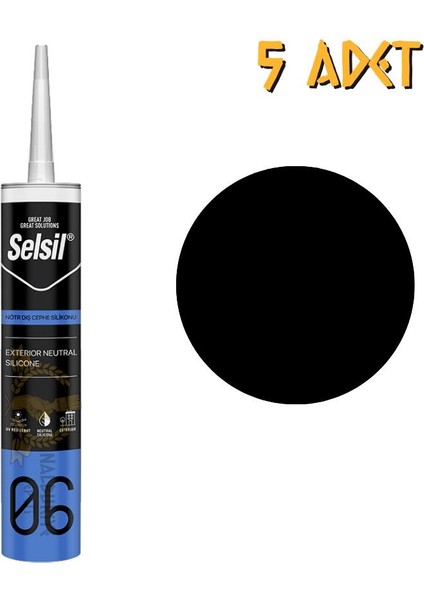 Dış Cephe Nötr Silikon Siyah 300 Ml. - 5 Adet