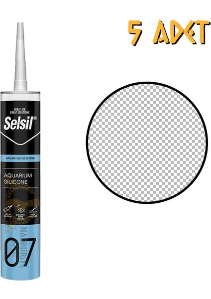 Suya Dayanıklı Akvaryum Silikonu Şeffaf 300 Ml. - 5 Adet