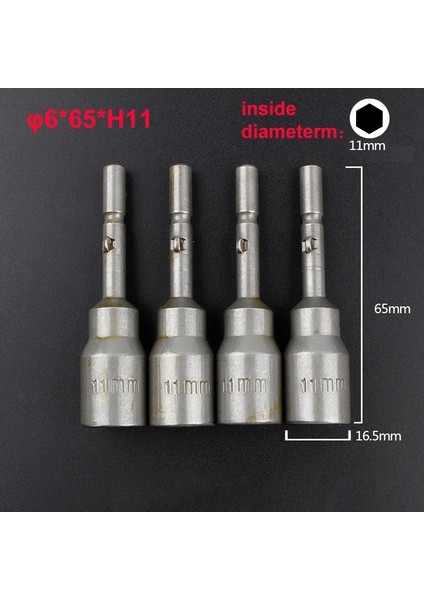 6MM-65MM-H11 1 Adet Stil Altıgen Soket Kol Nozulları Somun Sürücü Seti Tornavida Seti Uçları Araçları Elektrikli Tornavida Manyetik Bit (Yurt Dışından)