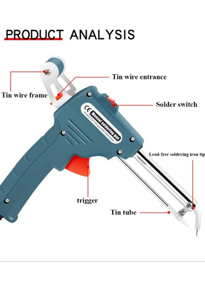 100G 1.0mm 1 Adet Stil Ab Fişi Lehim Tabancası 60 W Useu Fiş El Tipi Dahili Isıtma Otomatik Olarak Teneke Tabancası Elektrikli Havya Göndermek (Yurt Dışından) indirimleri