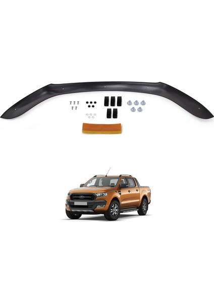 Ford Ranger Ön Kaput Koruyucu Rüzgarlığı Abs Plastik Piano Black 2015- Yıllarına Uyumlu fiyatları